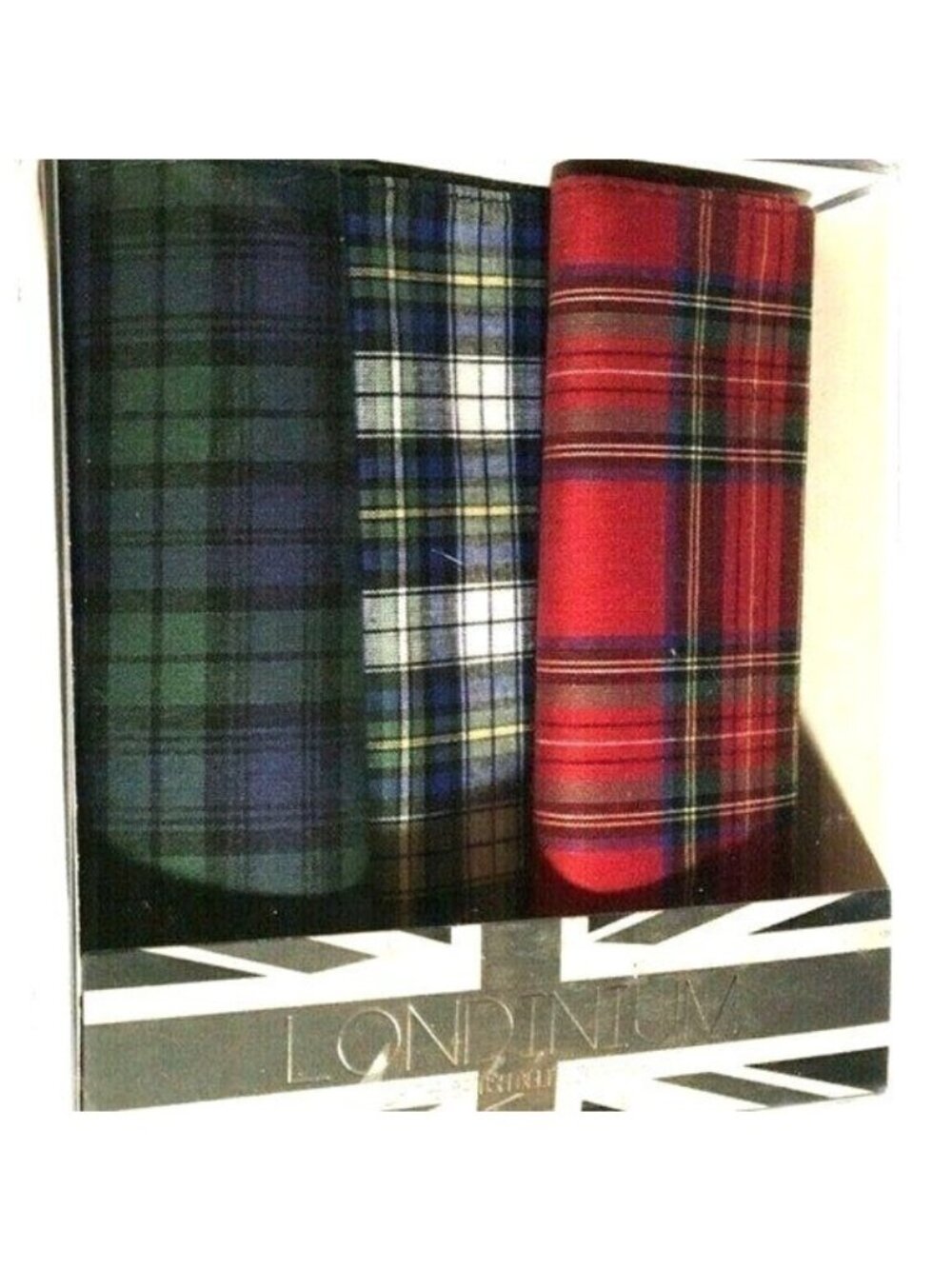 Mens Londinium Tartan Handkerchief Gift Set 3-PK British Belt Co Fathers Day New
